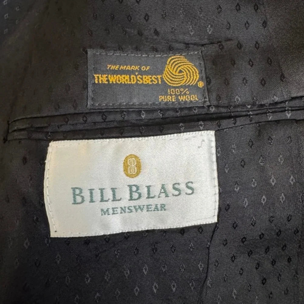 Vintage‎ Bill Blass Menswear 1980s Black Wool Tuxedo Jacket Satin Lapels 42R